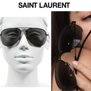 Saint Laurent Eyewear Aviator Metal 61MM Navigator Frame Sunglasses Black 530$